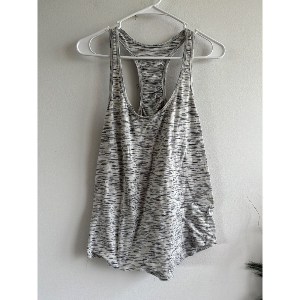 Lululemon Grey White Space Dye Racerback Tank Top Ruched Back Activewear Size 6